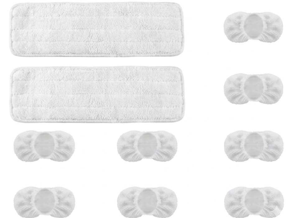 Steambot Dynamics Multifunctional Washable Steam Mop Pads & Microfiber Bonnet Pack, 2 Mop Heads Replacements & 8 Bonnets for Steam Cleaner Accessories,back to school,back to school haul