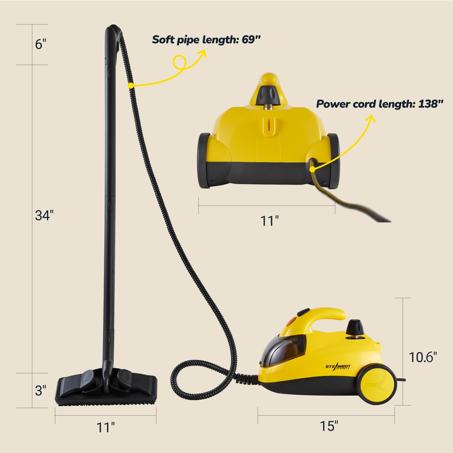 Steambot Steam Cleaner with 28-Pieces 302°F Steam Powerful Multipurpose Portable Steamer with 2L large water tank for cleaning Floors, Cars, Tiles, and Grout. Chemical-Free Disinfect and Kill 99.9% of Bacteria and Viruses.