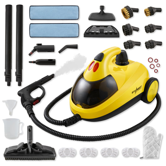 Steambot Steam Cleaner with 28-Pieces 302°F Steam Powerful Multipurpose Portable Steamer with 2L large water tank for cleaning Floors, Cars, Tiles, and Grout. Chemical-Free Disinfect and Kill 99.9% of Bacteria and Viruses.