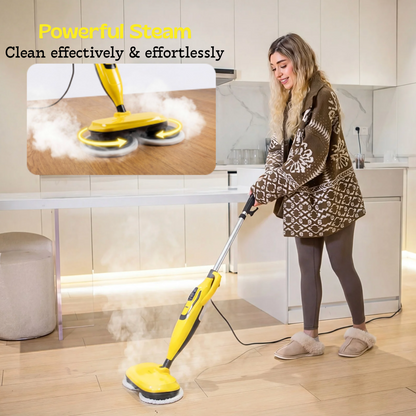 STEAMBOT Steam & Scrub Mop with Detachable Handheld Cleaner, 2-in-1 Spinning Floor Steamer with Multipurpose Accessories for Tile, Grout, Upholstery, Window & Car Detailing, XL Water Tank
