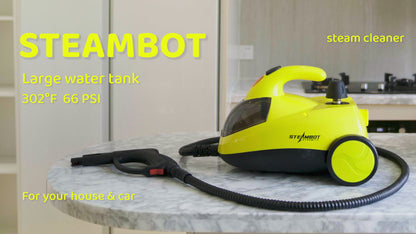 Steambot Steam Cleaner with 37-Pieces Powerful 302°F Steam Multipurpose Portable Steamer with 2L large water tank for cleaning Floors, Cars, Tiles, and Grout. Chemical-Free Disinfect and Kill 99.9% of Bacteria and Viruses.