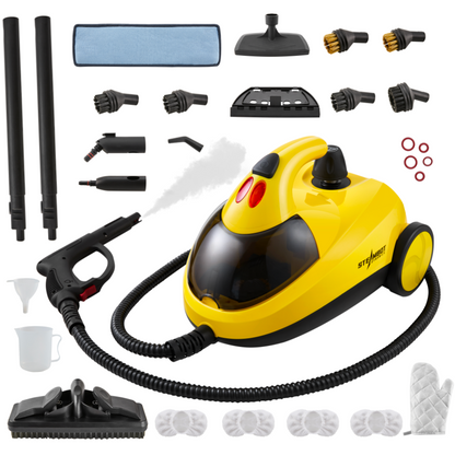Steambot Steam Cleaner with 28-Pieces Powerful 302°F Steam Multipurpose Portable Steamer with 2L large water tank for cleaning Floors, Cars, Tiles, and Grout. Chemical-Free Disinfect and Kill 99.9% of Bacteria and Viruses.